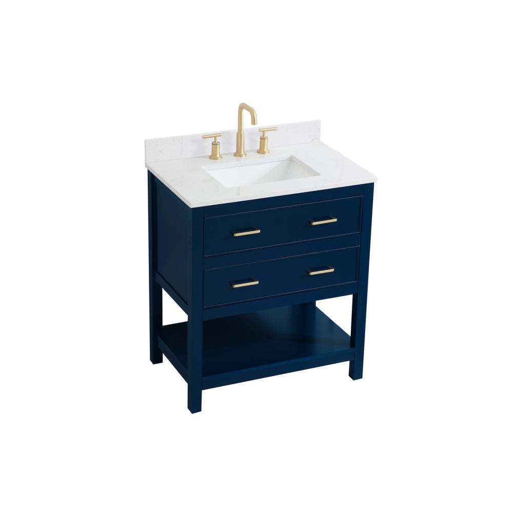 30 inch Single Bathroom Vanity in Blue with Backsplash. Picture 8