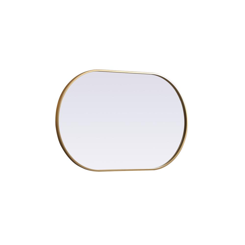 Metal Frame Oval Mirror 24x40 Inch in Brass. Picture 9