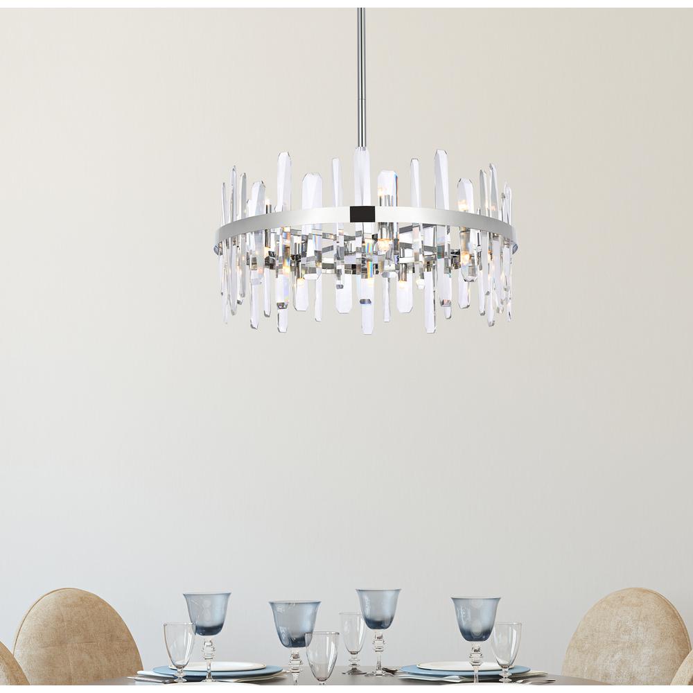 Serena 25 inch crystal round pendant in chrome. Picture 8