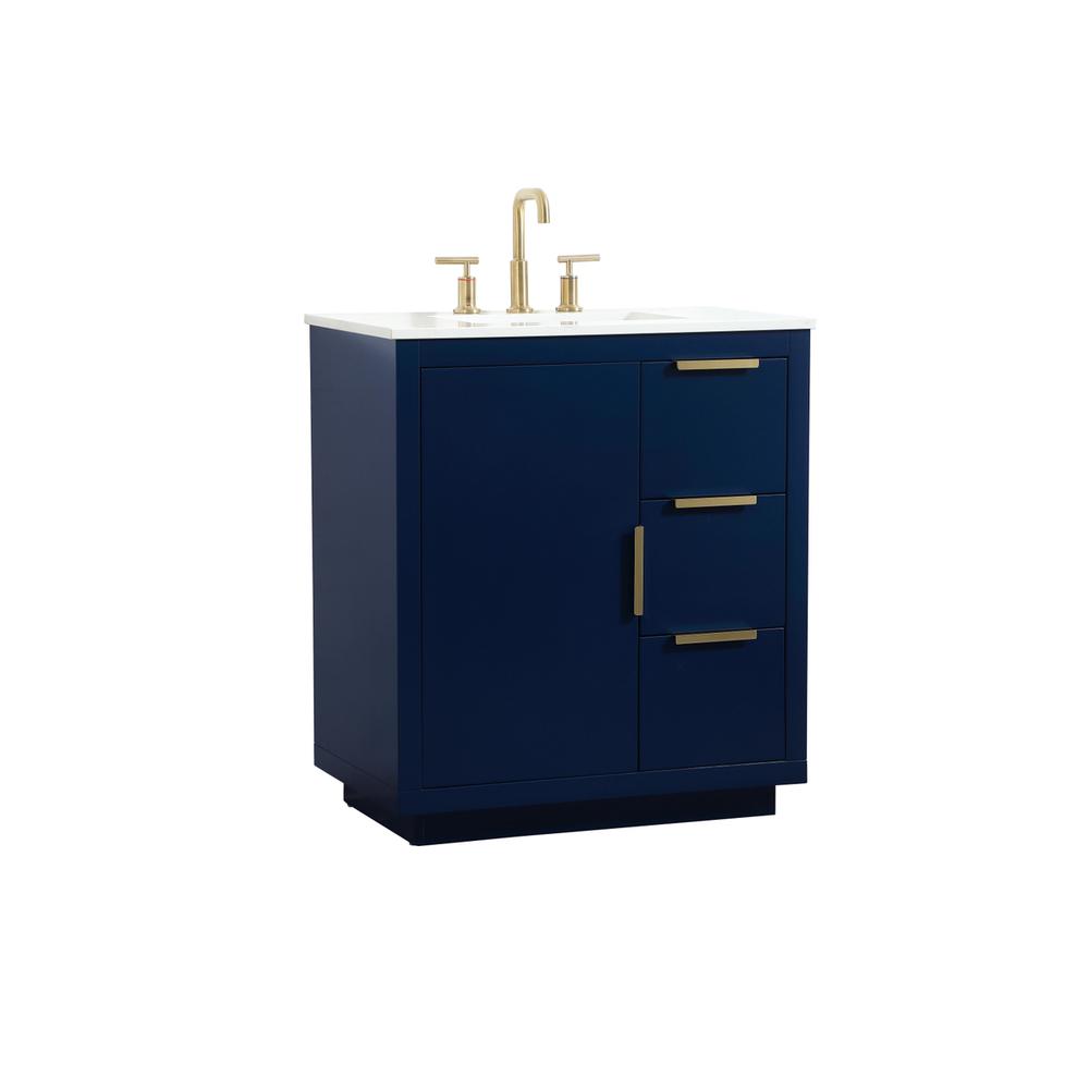 30 inch Single bathroom vanity in blue. Picture 7