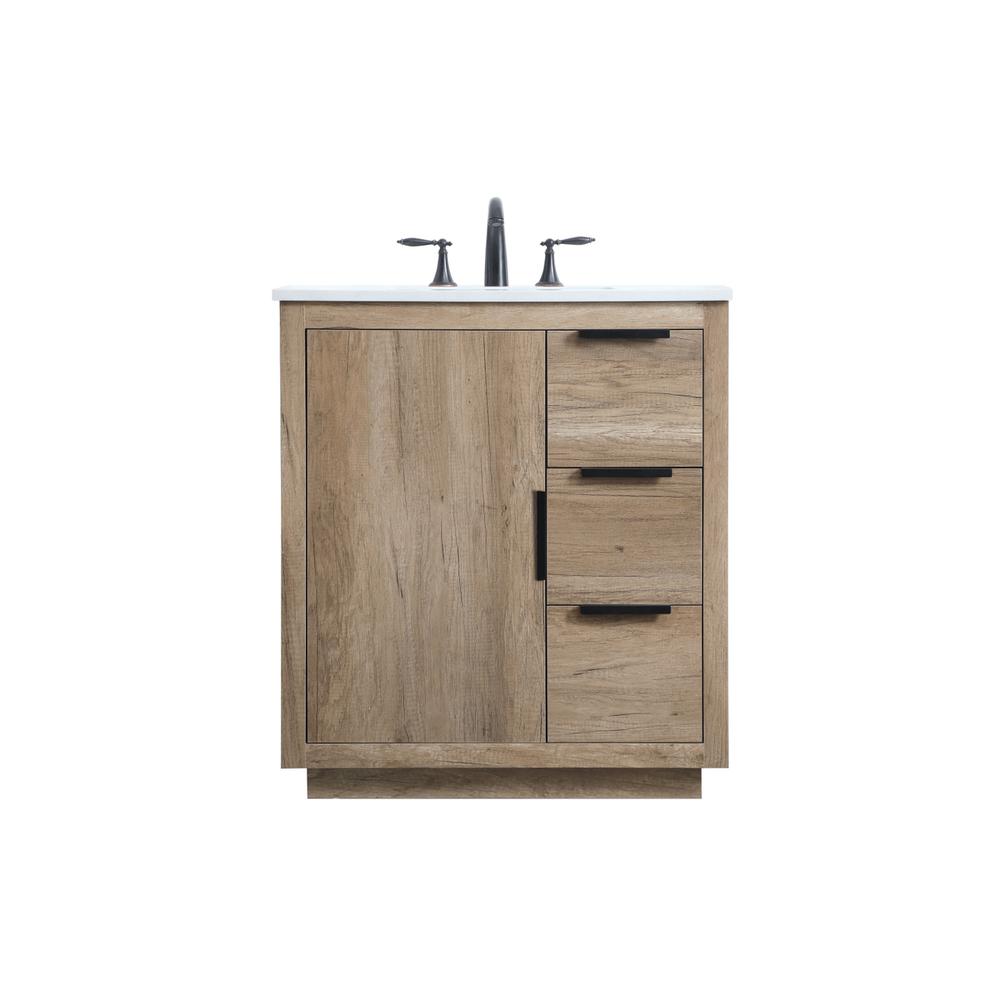 30 Inch SIngle Bathroom Vanity In Natural Oak. Picture 1