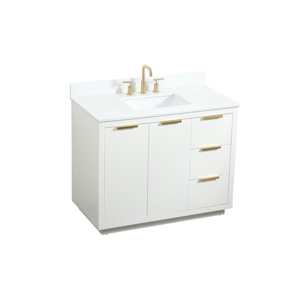42 inch Single bathroom vanity in white with backsplash. Picture 8