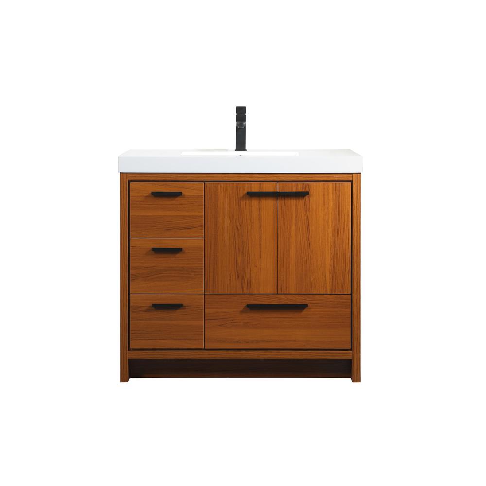 36 inch Single bathroom vanity in Teak. Picture 1