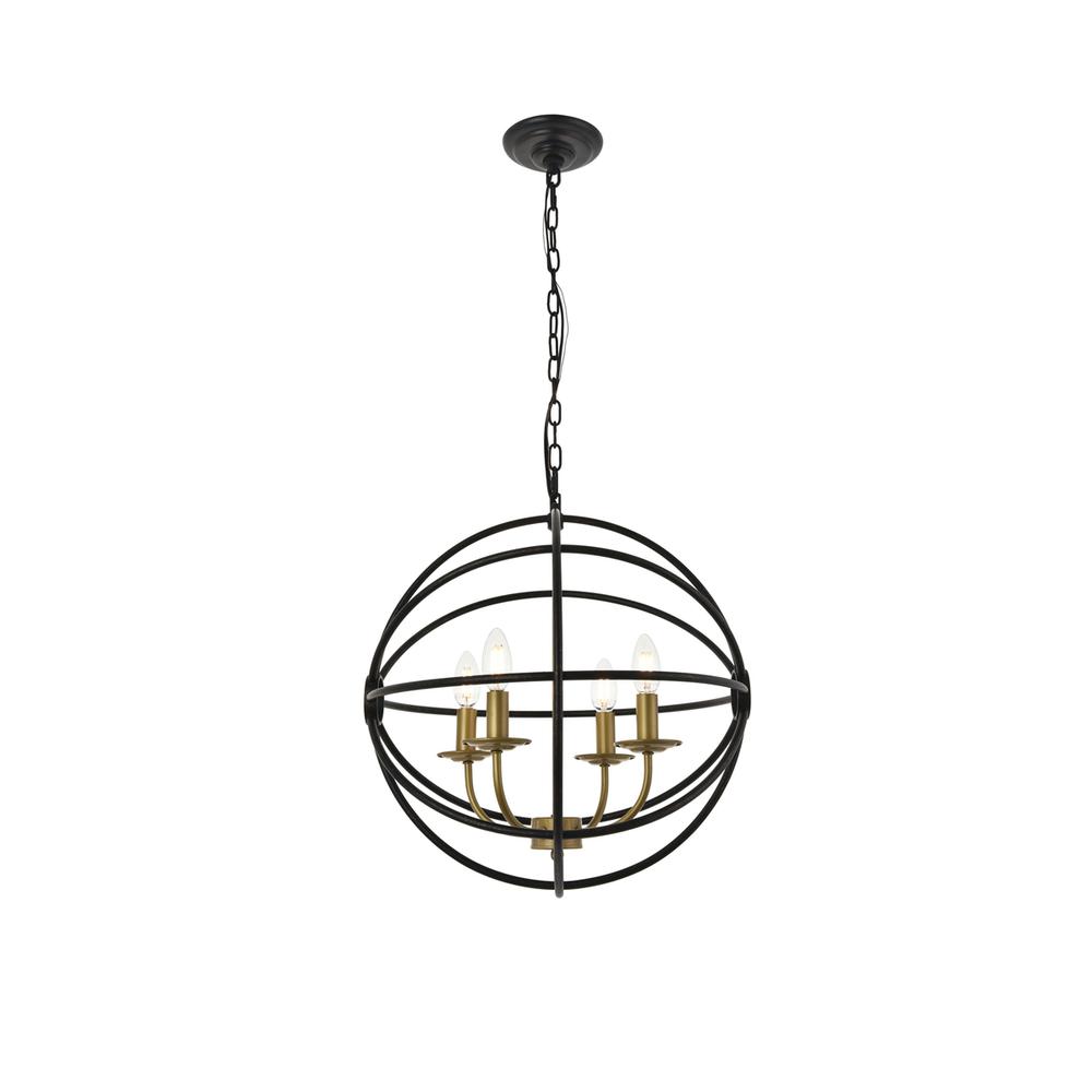 Octavia 4 light Brass and Dark Brown Pendant. Picture 7