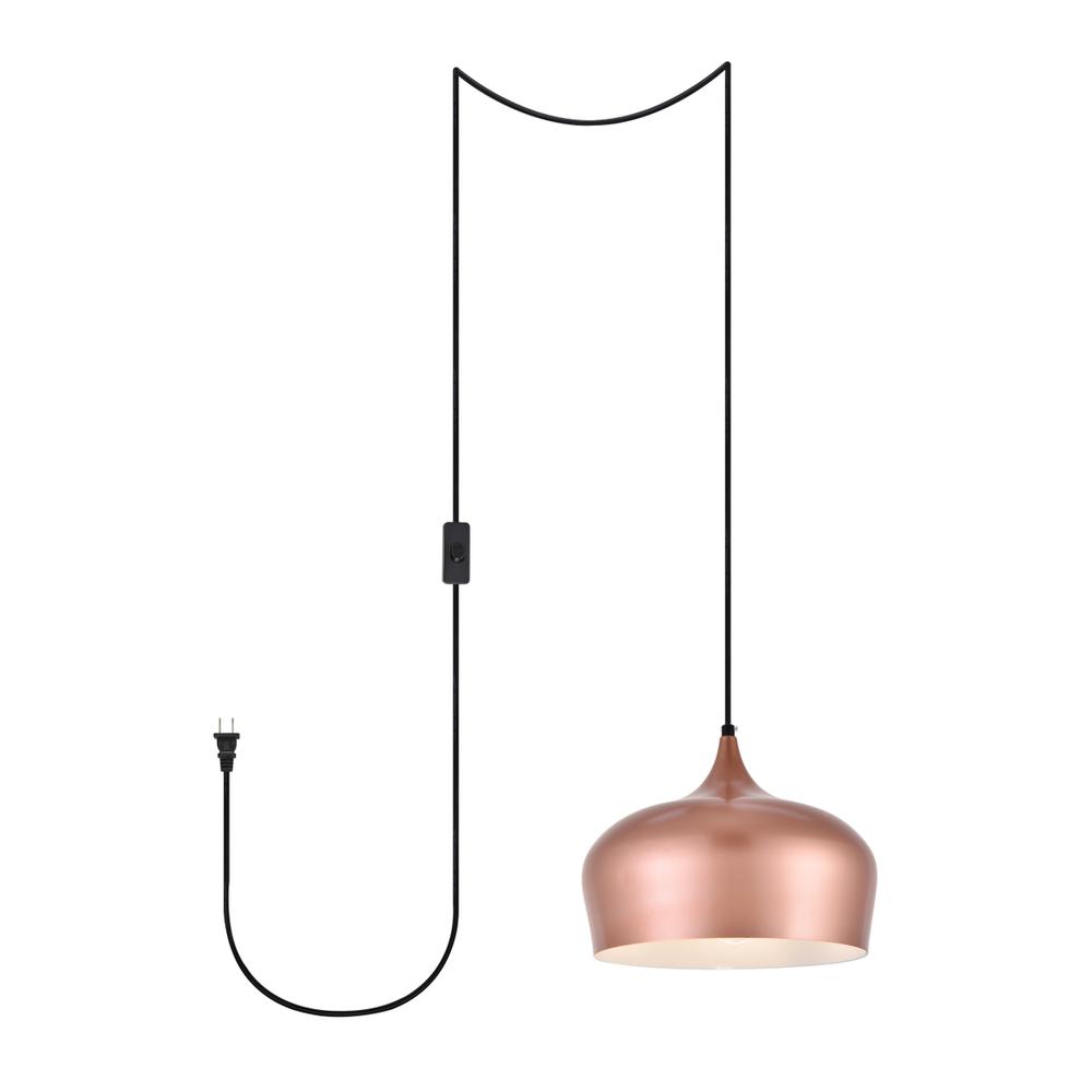 Nora 1 Light honey gold plug-in pendant. Picture 1