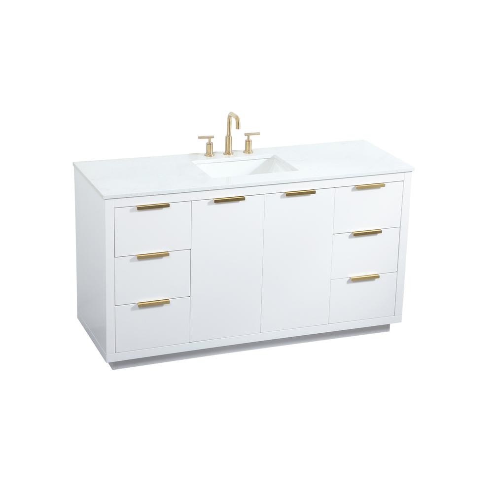 60 inch Single bathroom vanity in white. Picture 8