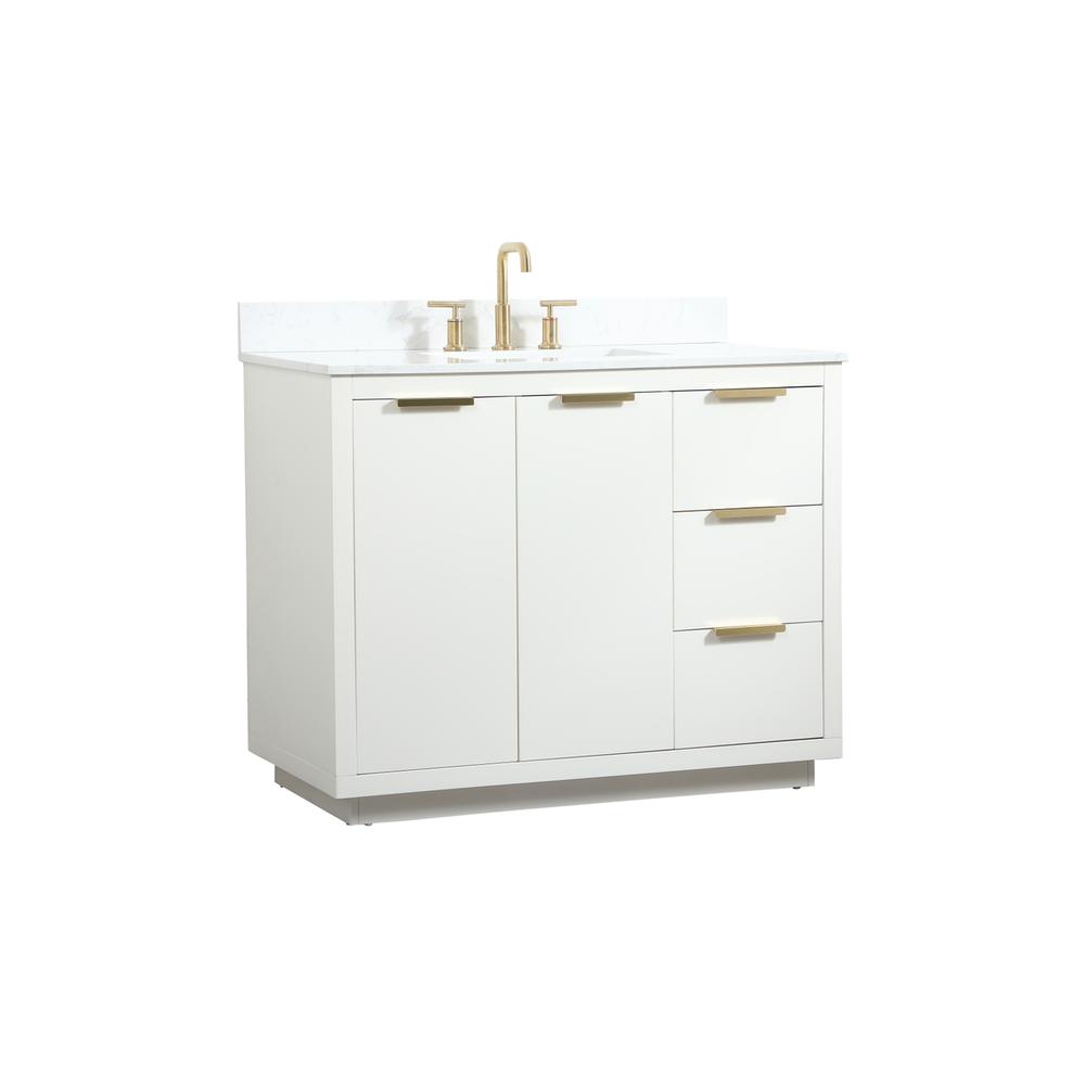 42 inch Single bathroom vanity in white with backsplash. Picture 7