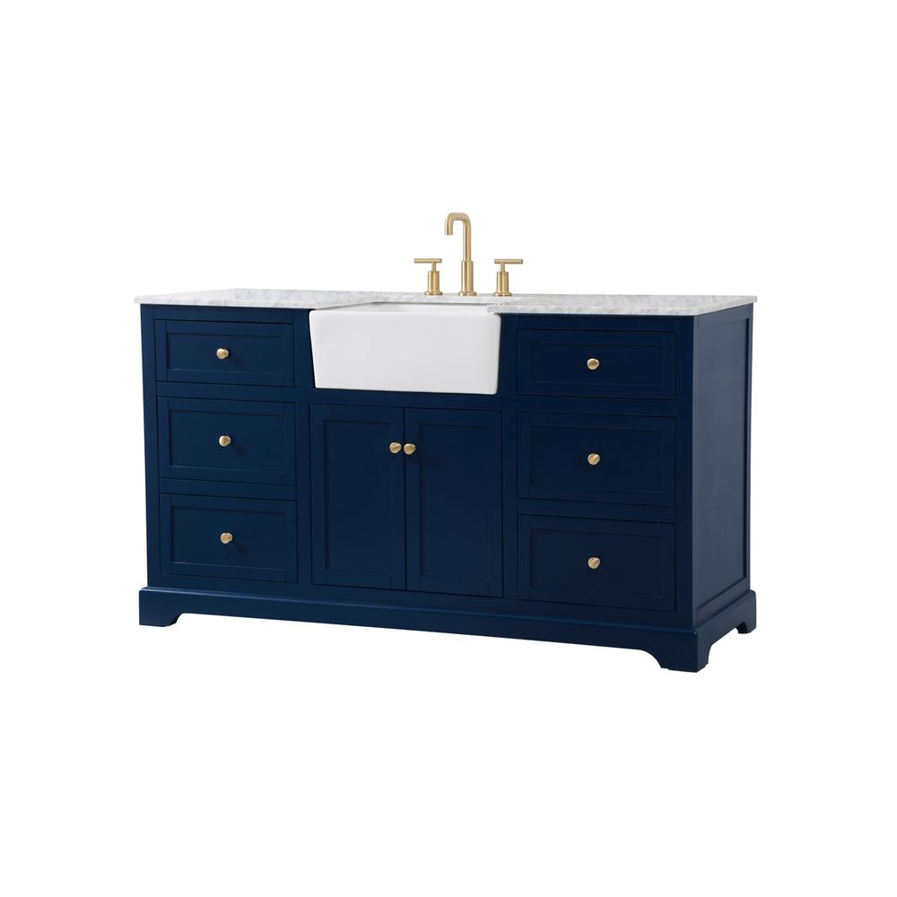 60 inch Single bathroom vanity in blue. Picture 7