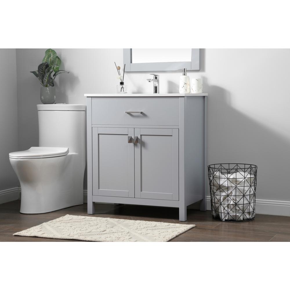 30 Inch SIngle Bathroom Vanity In Grey. Picture 2