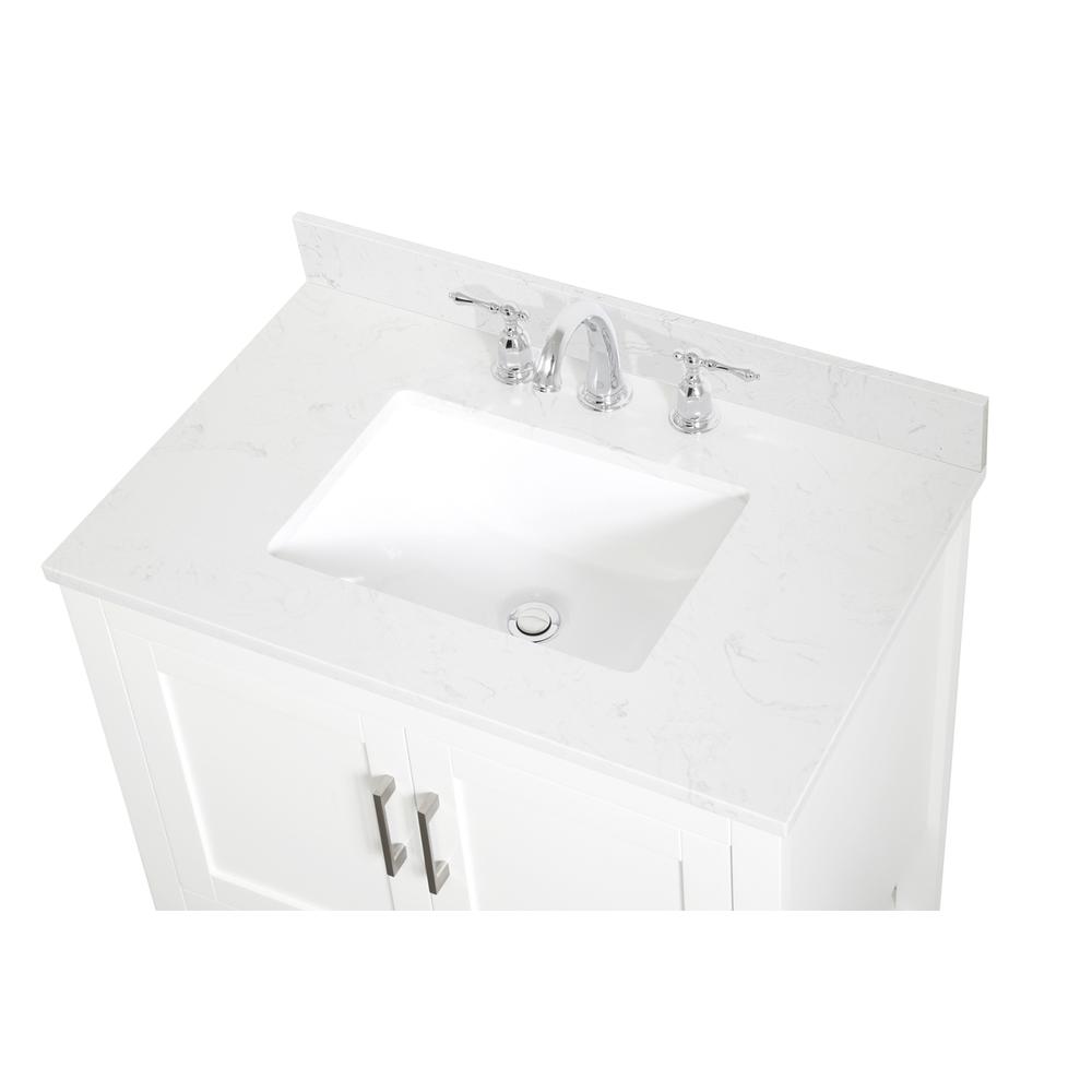 30 inch Single Bathroom Vanity in White with Backsplash. Picture 10