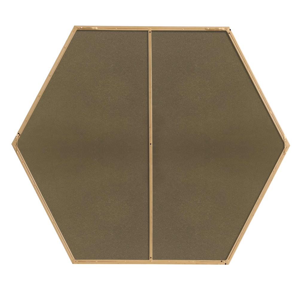 Metal frame hexagon mirror 41 inch in Brass. Picture 12