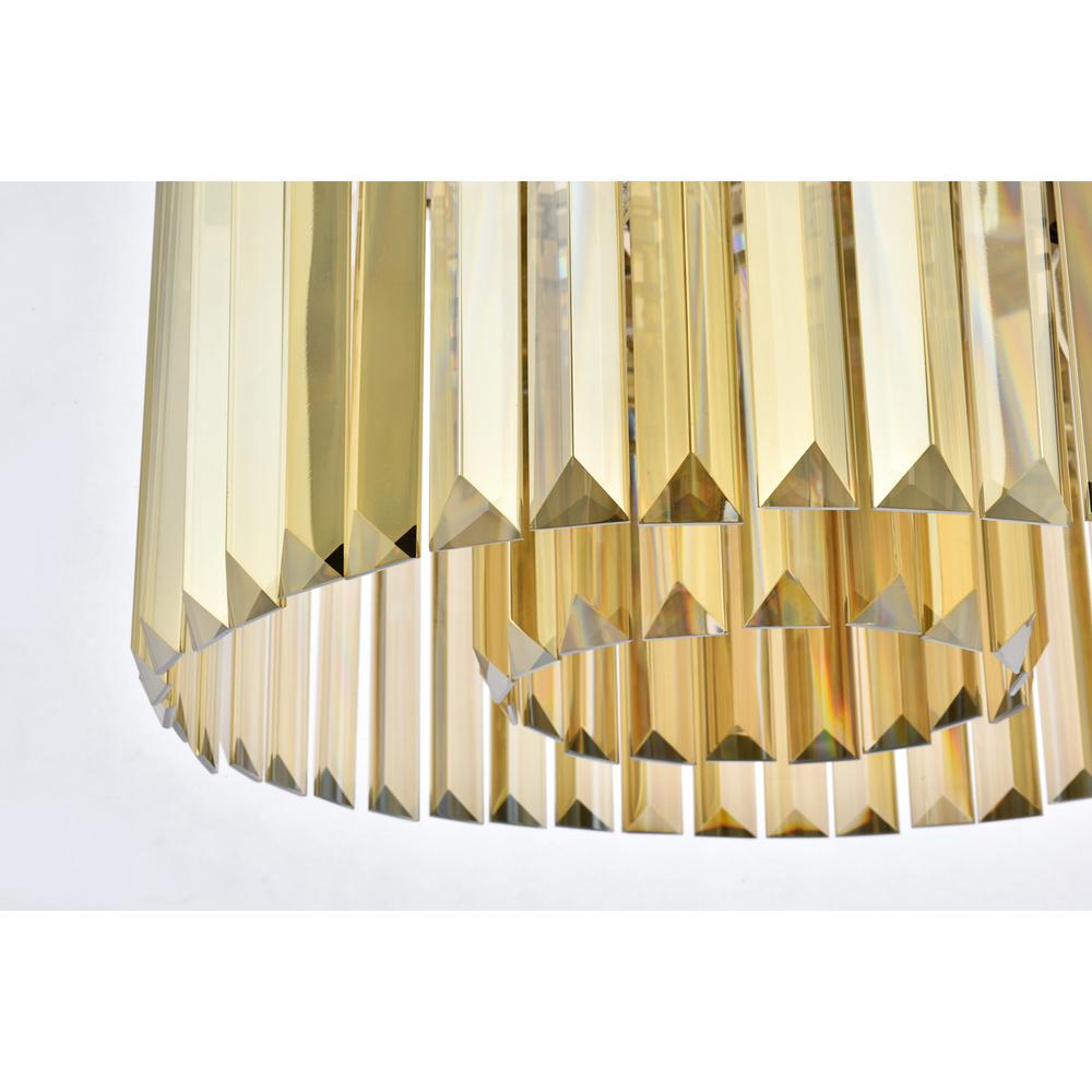 Sydney 6 light polished nickel Pendant Golden Teak (Smoky) Royal Cut Crystal. Picture 3