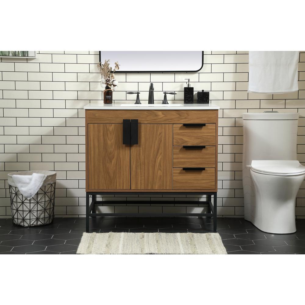 36 inch Single bathroom vanity in walnut brown. Picture 14