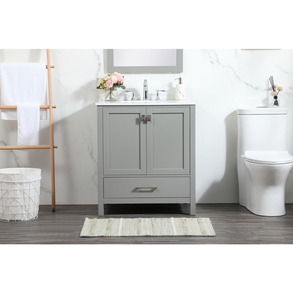 30 inch Single bathroom vanity in grey with backsplash. Picture 14