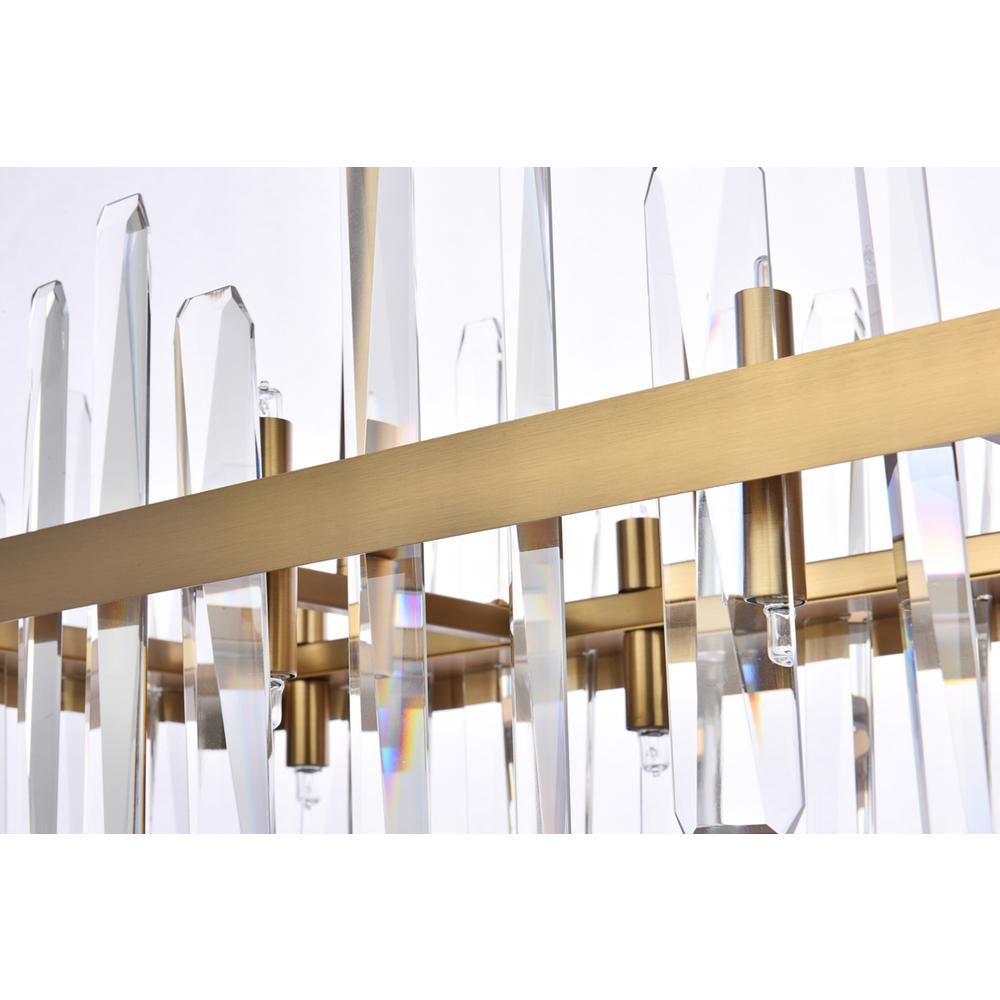 Serena 30 inch crystal rectangle chandelier in satin gold. Picture 5