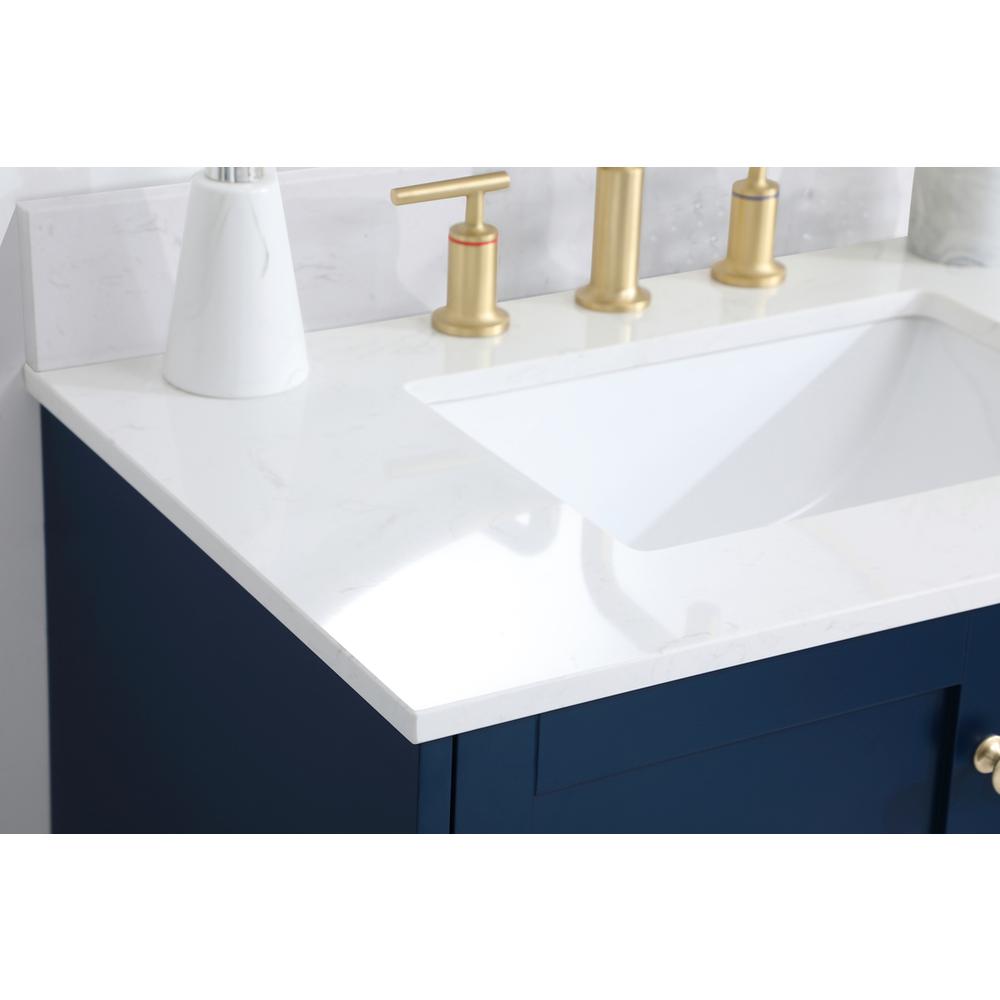 30 inch Single Bathroom Vanity in Blue with Backsplash. Picture 5