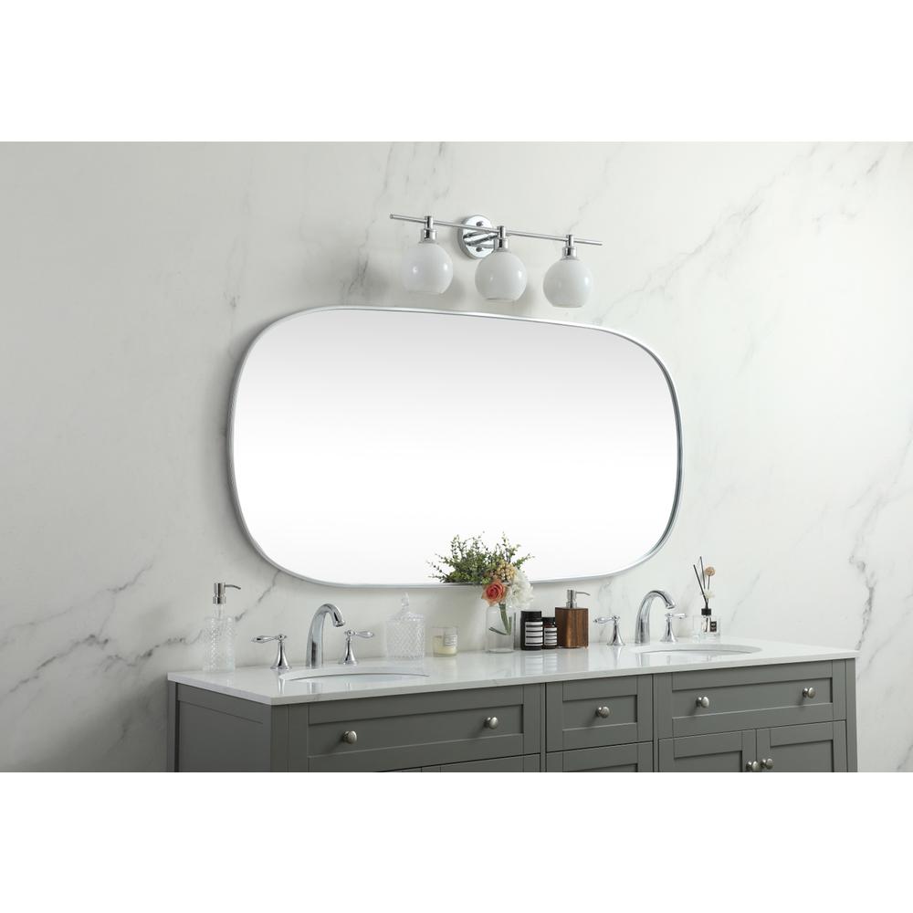 Metal Frame Oval Mirror 30x60 Inch in Silver. Picture 2