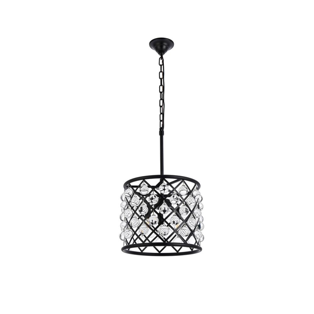 Madison 3 light Matte Black Pendant Clear Royal Cut Crystal. Picture 6