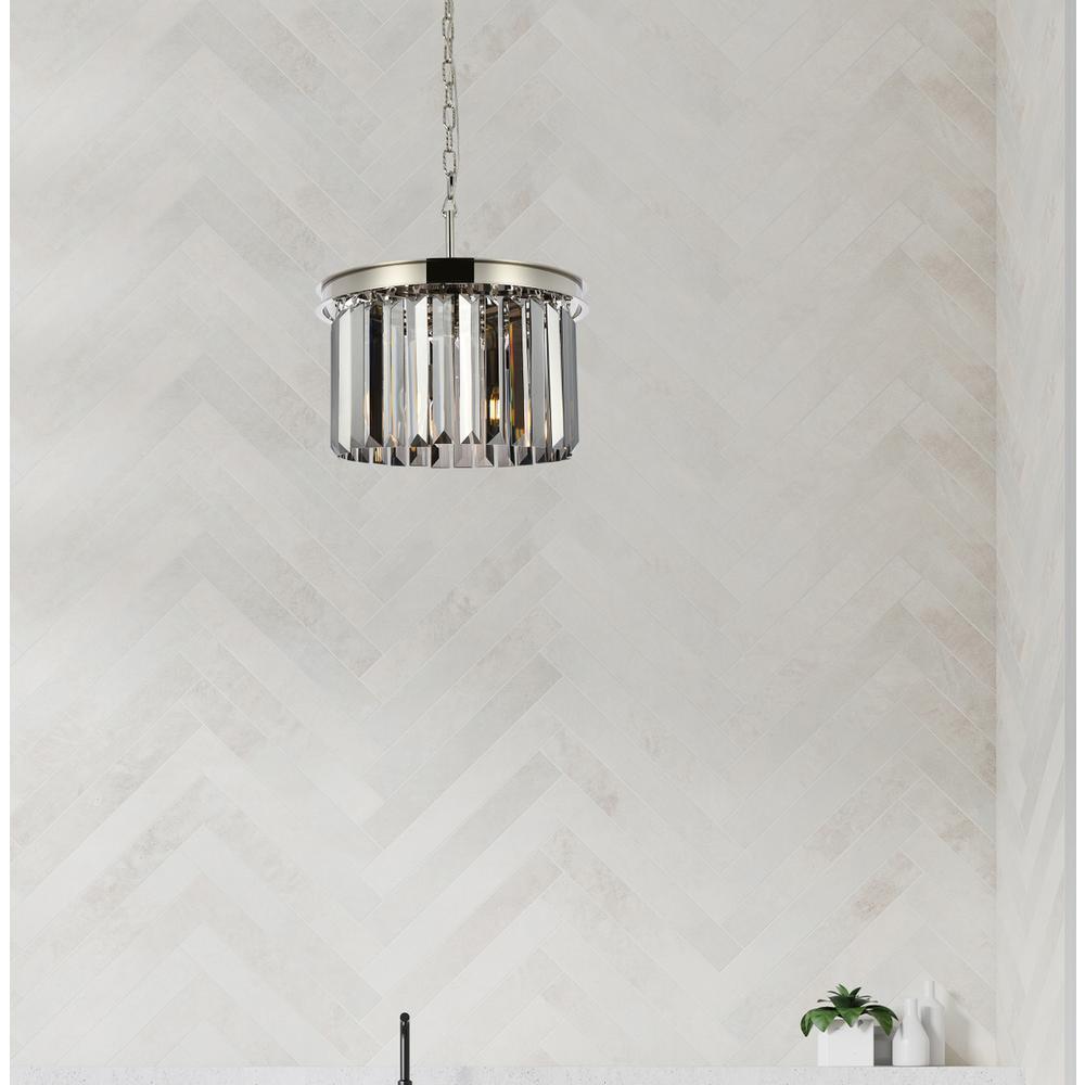 Sydney 3 light polished nickel Pendant Silver Shade (Grey) Royal Cut Crystal. Picture 8