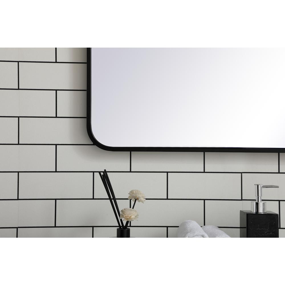 Soft corner metal rectangular mirror 30x60 inch in Black. Picture 3