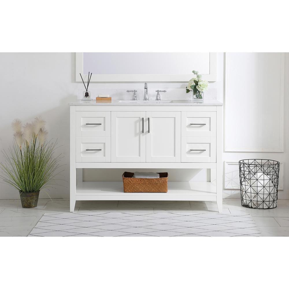 48 inch Single Bathroom Vanity in White with Backsplash. Picture 14