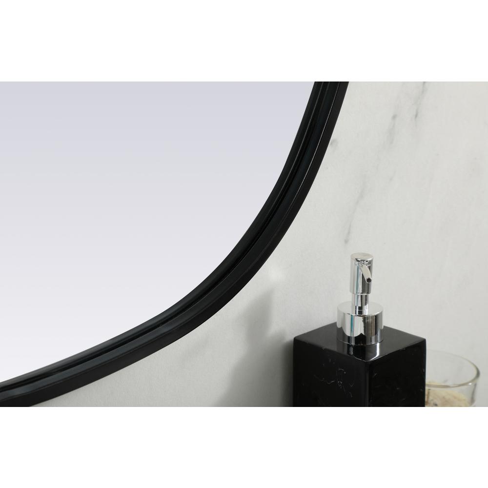 Metal Frame Oval Mirror 24x30 Inch in Black. Picture 6