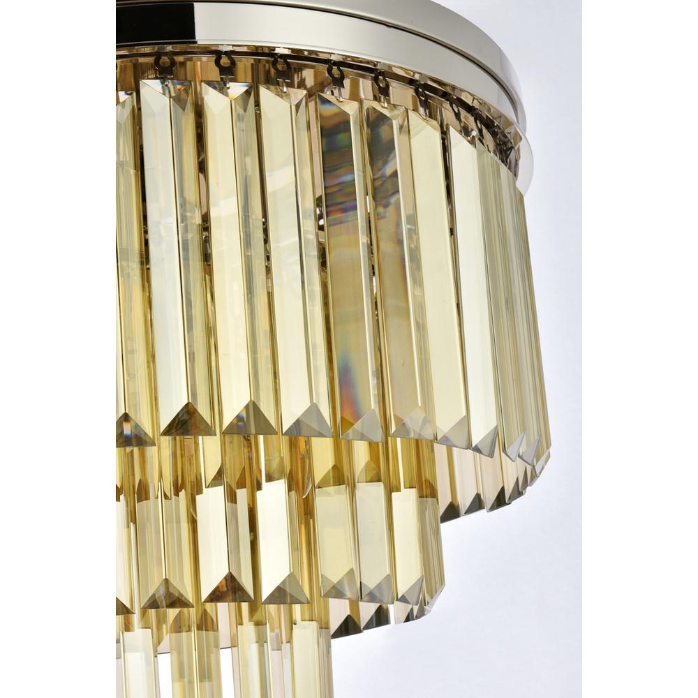 Sydney 9 light polished nickel Flush Mount Golden Teak (Smoky) Royal Cut Crystal. Picture 5