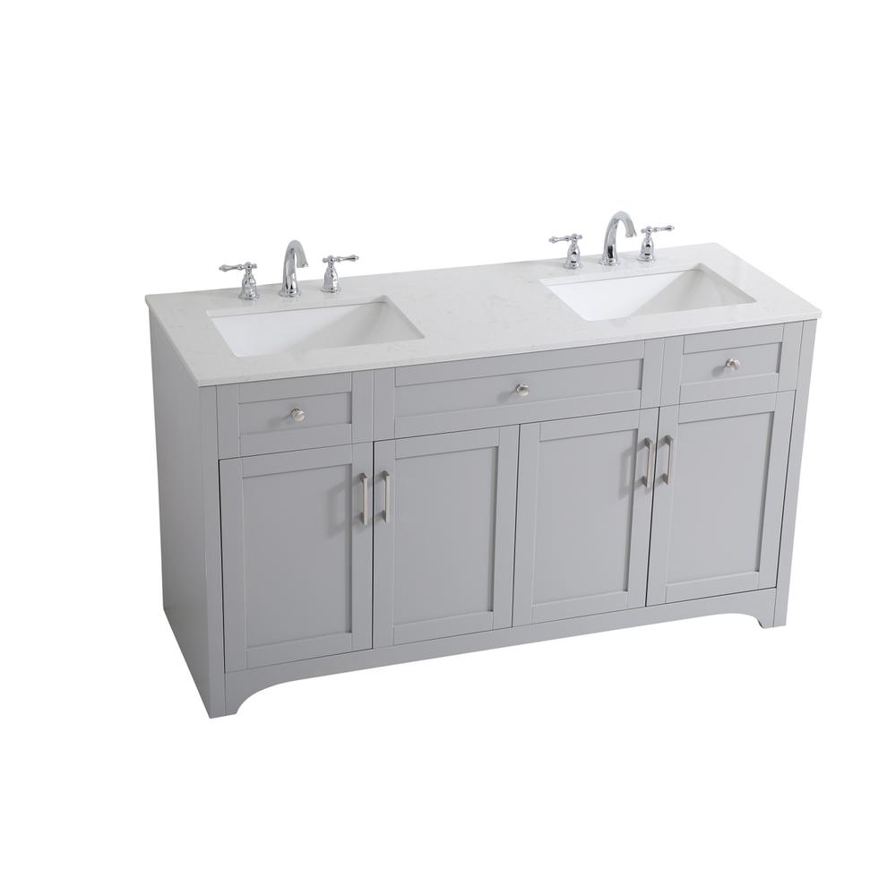 60 inch Double Bathroom Vanity in Grey. Picture 8