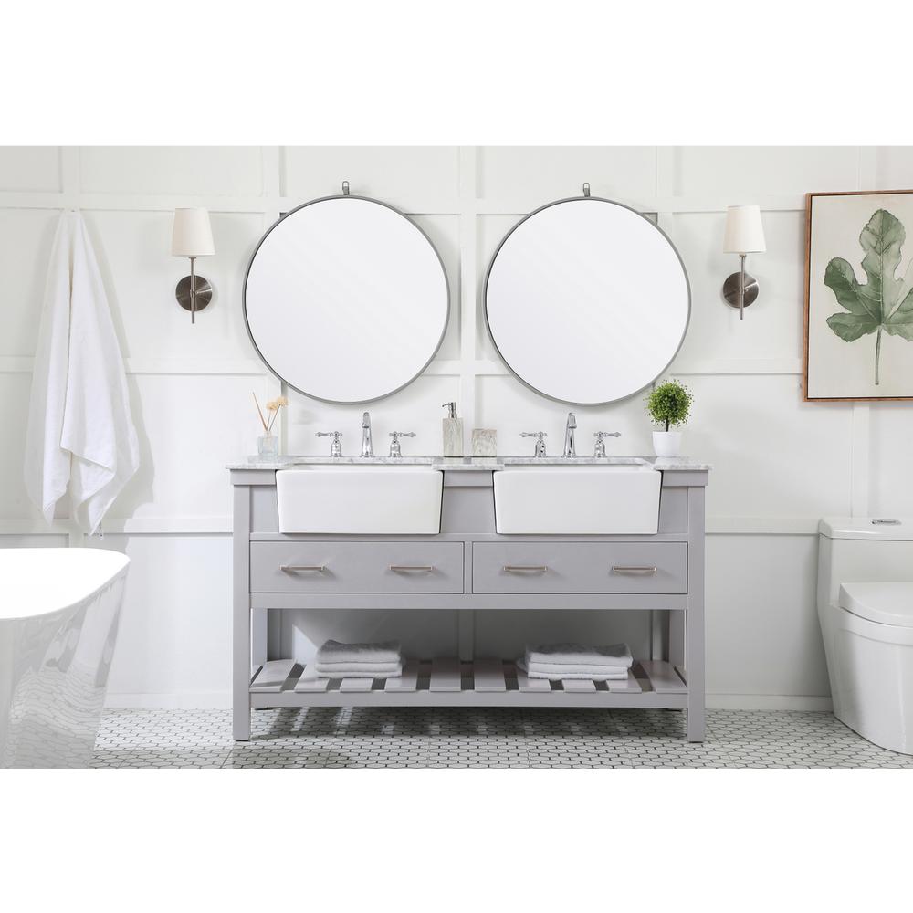 60 inch double bathroom vanity in grey. Picture 4