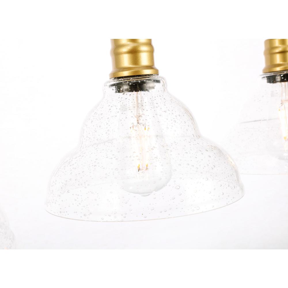 Clive 3 light Brass and Clear seeded glass pendant. Picture 12