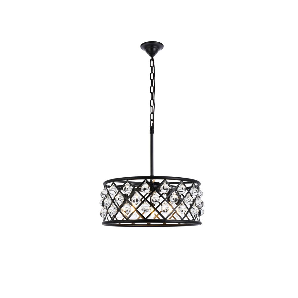 Madison 5 light Matte Black Pendant Clear Royal Cut Crystal. Picture 1