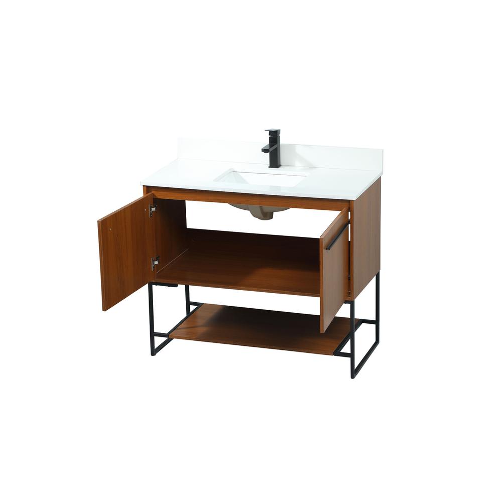 40 inch Single bathroom vanity in teak with backsplash. Picture 9