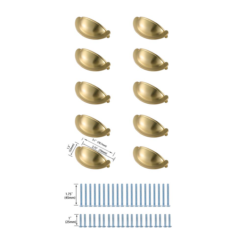 Claude 2-3/4" Center to Center Brushed Gold Cup Bar Pull Multipack (set of 10). Picture 5