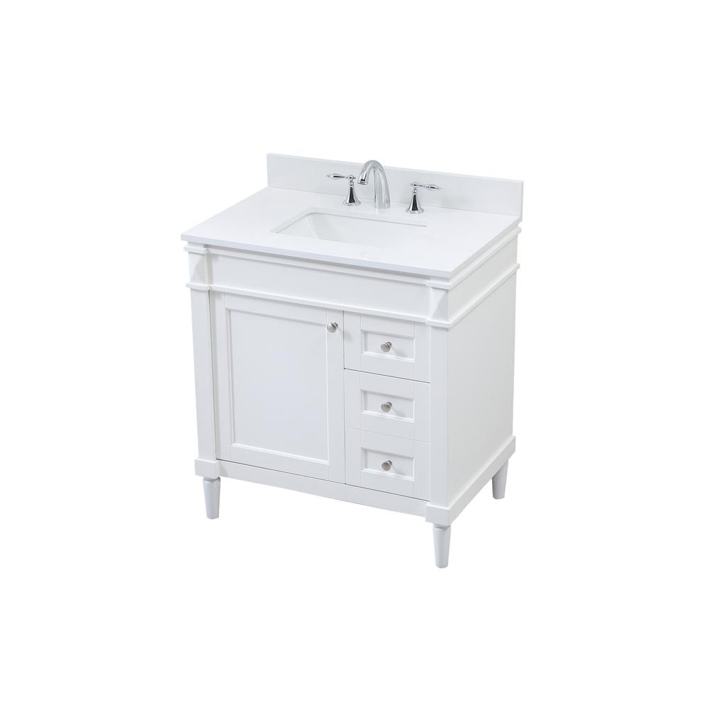 32 inch Single bathroom vanity in white with backsplash. Picture 8