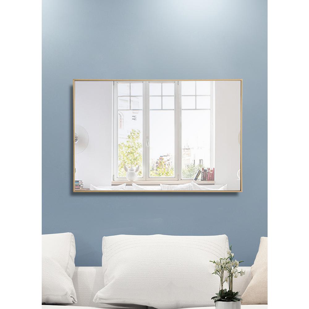 Metal frame Rectangle Mirror 28 inch Brass. Picture 13