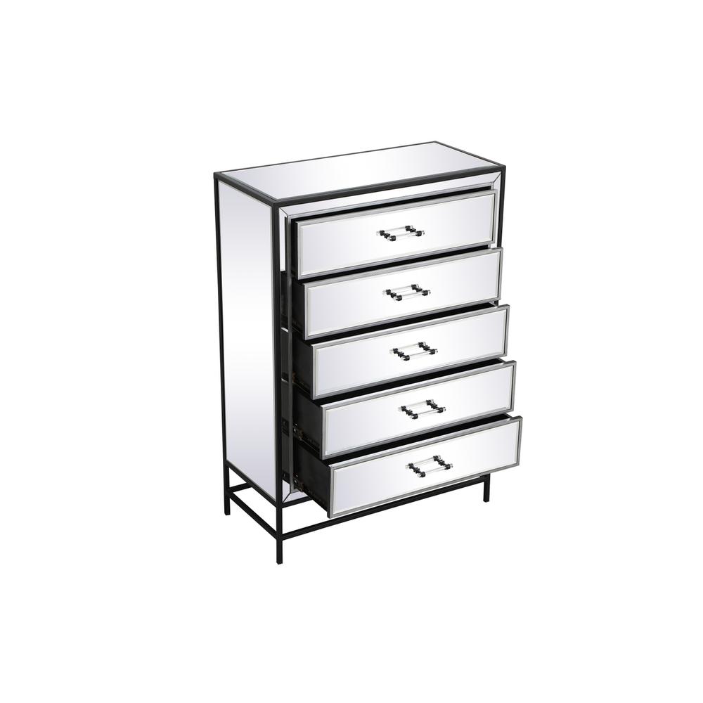 34 inch mirrored 5 drawers chest in black. Picture 6