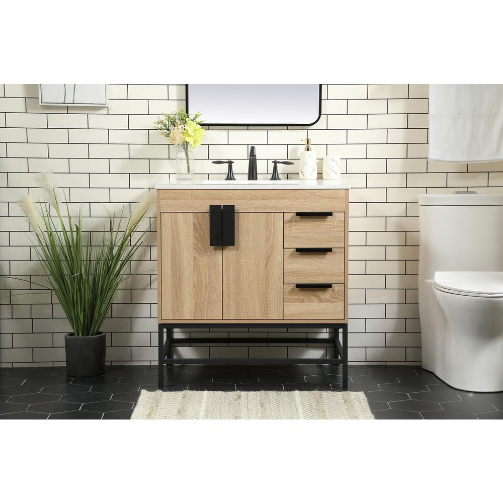 32 inch Single bathroom vanity in mango wood. Picture 14