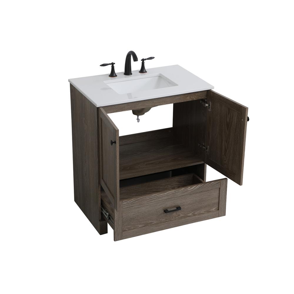 30 inch Single Bathroom Vanity in Weathered oak. Picture 8