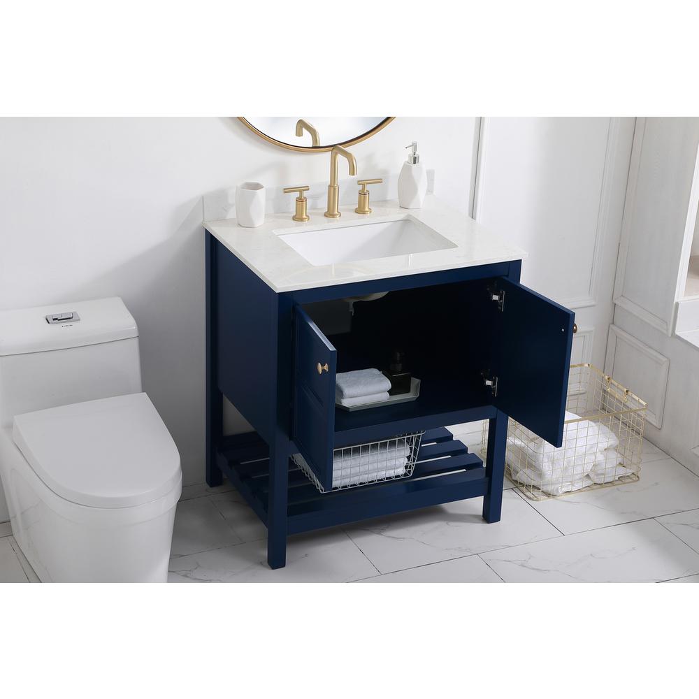 30 inch Single Bathroom Vanity in Blue with Backsplash. Picture 3