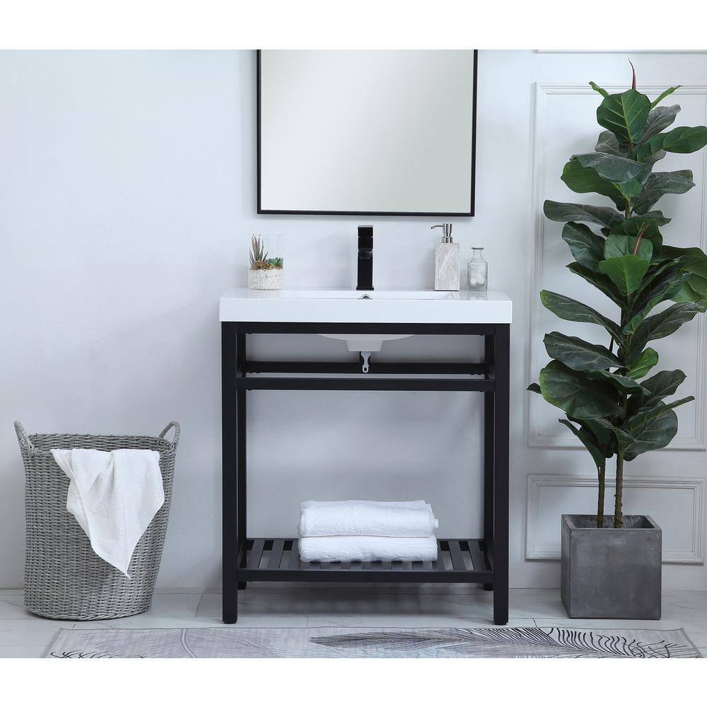 30 inch Single Bathroom Metal Vanity in Black. Picture 14