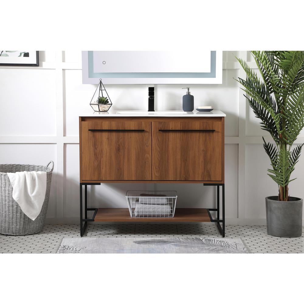 40 inch  Single Bathroom Vanity in Walnut Brown. Picture 14
