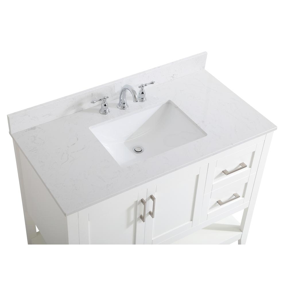 42 inch Single Bathroom Vanity in White with Backsplash. Picture 11