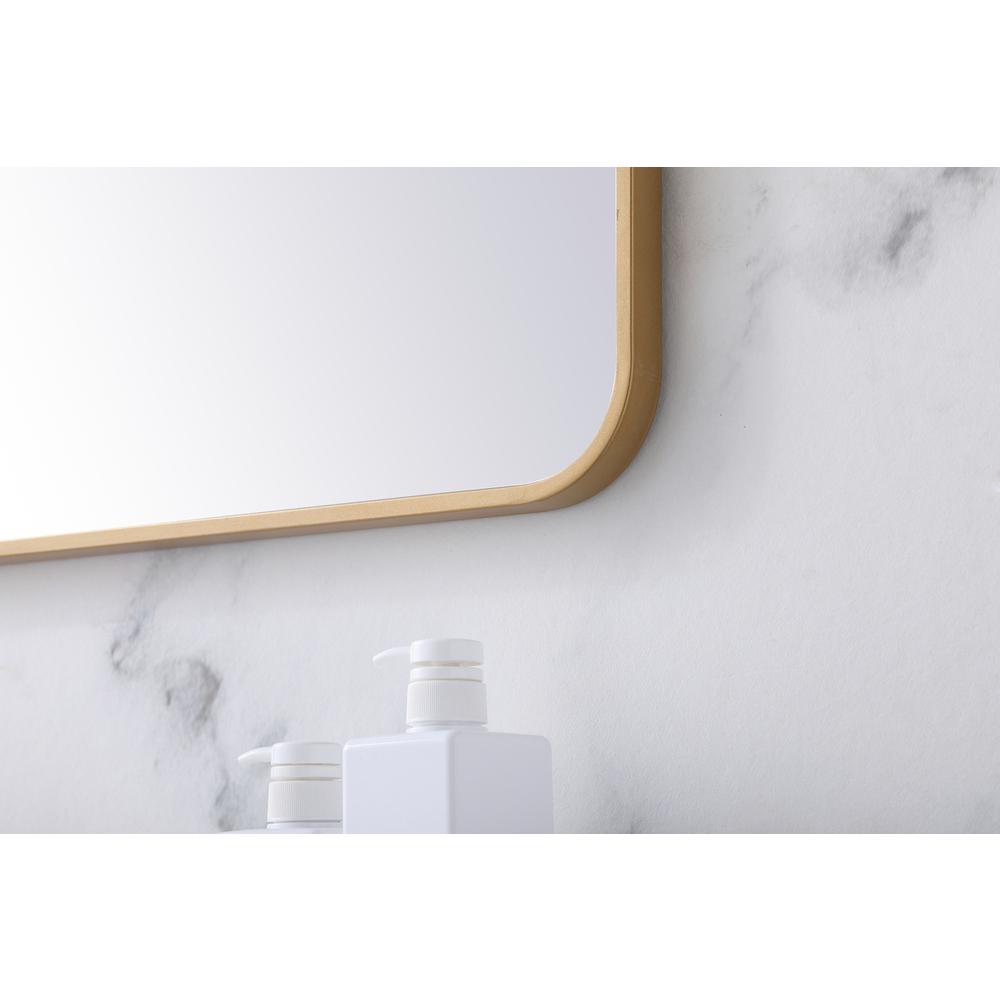 Soft corner metal rectangular mirror 27x40 inch in Brass. Picture 4