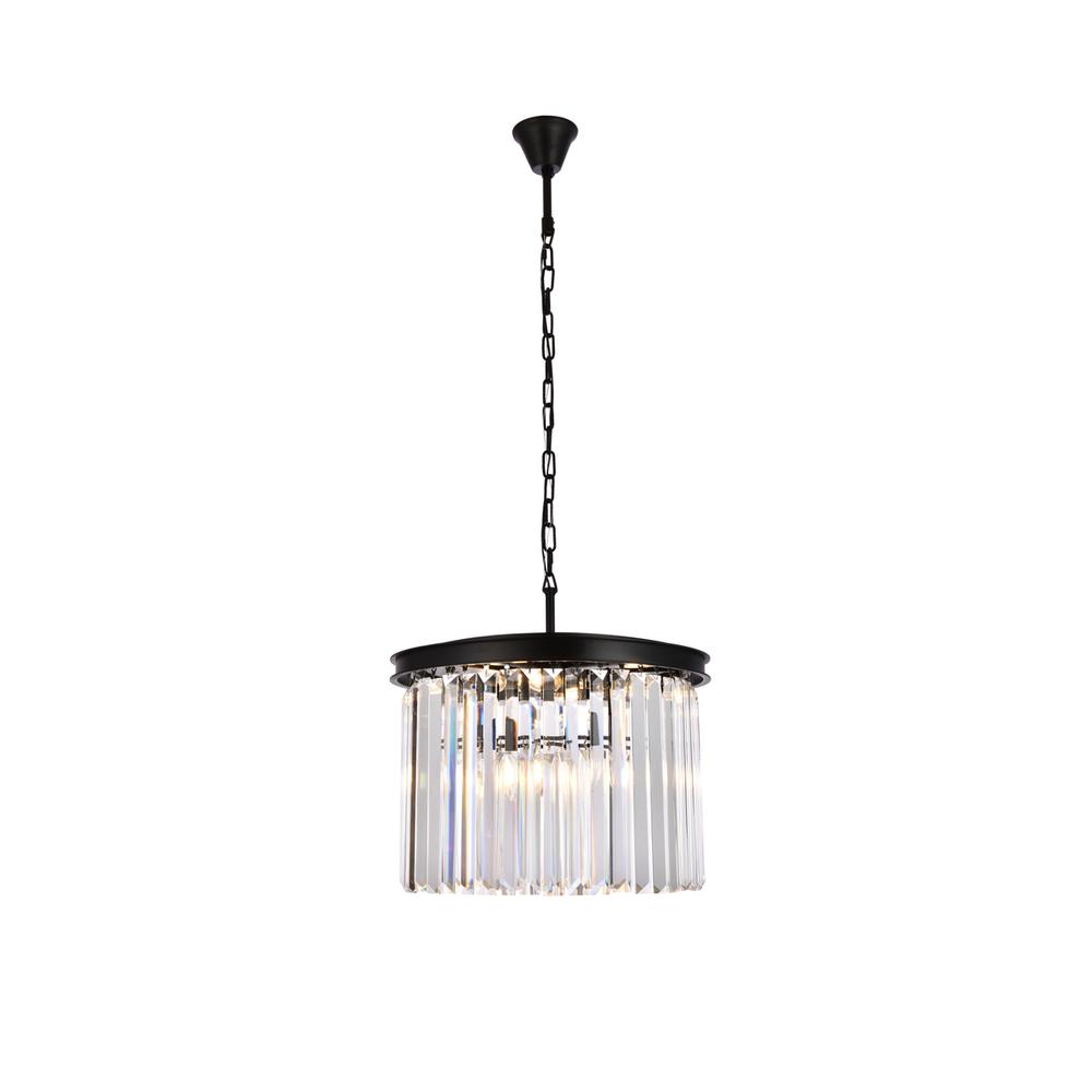 Sydney 6 light Matte Black Pendant Clear Royal Cut Crystal. Picture 1