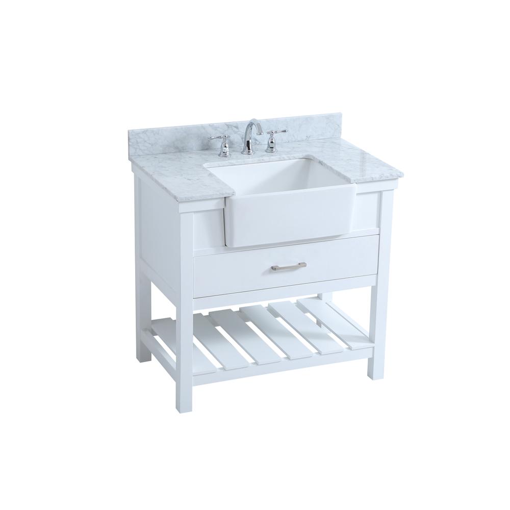 36 inch Single bathroom vanity in white with backsplash. Picture 8