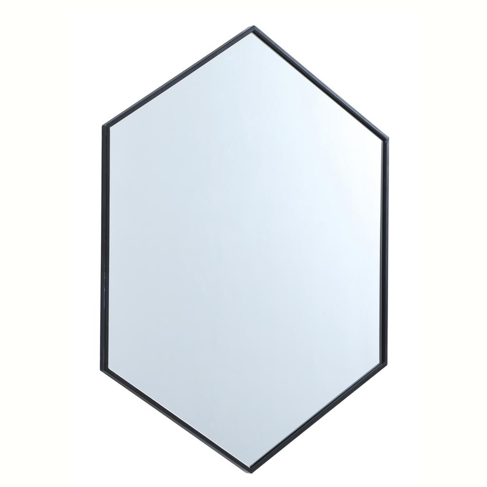 Metal frame hexagon mirror 30 inch in Black. Picture 4
