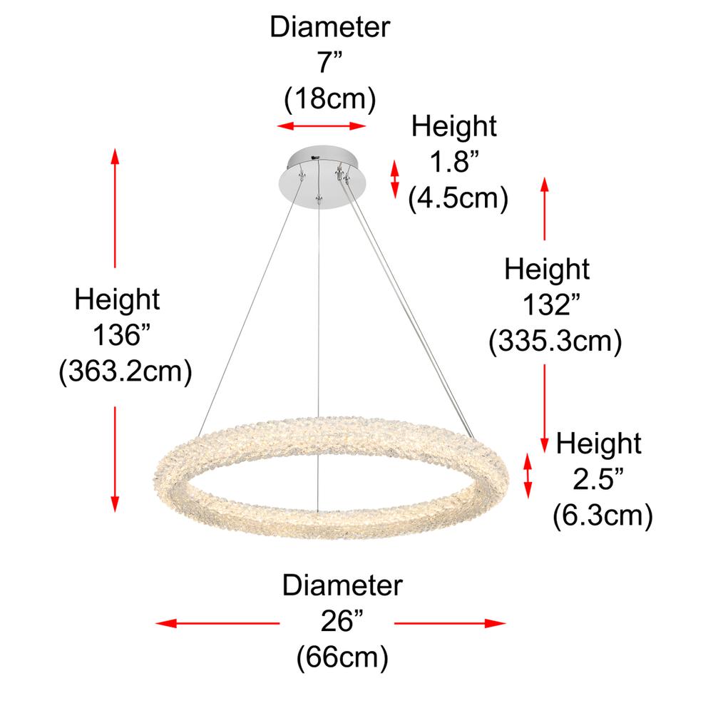 Bowen 26 inch Adjustable LED Chandelier in Chrome. Picture 10