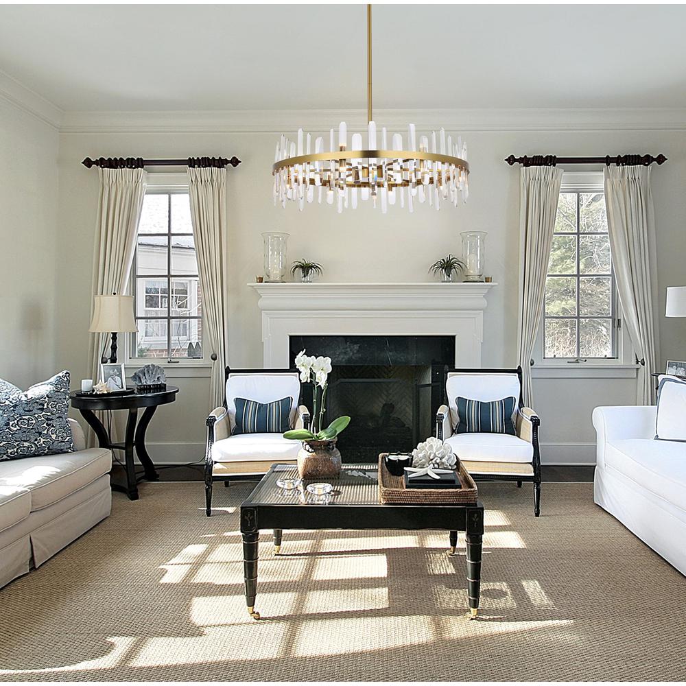 Serena 36 inch crystal round chandelier in satin gold. Picture 7