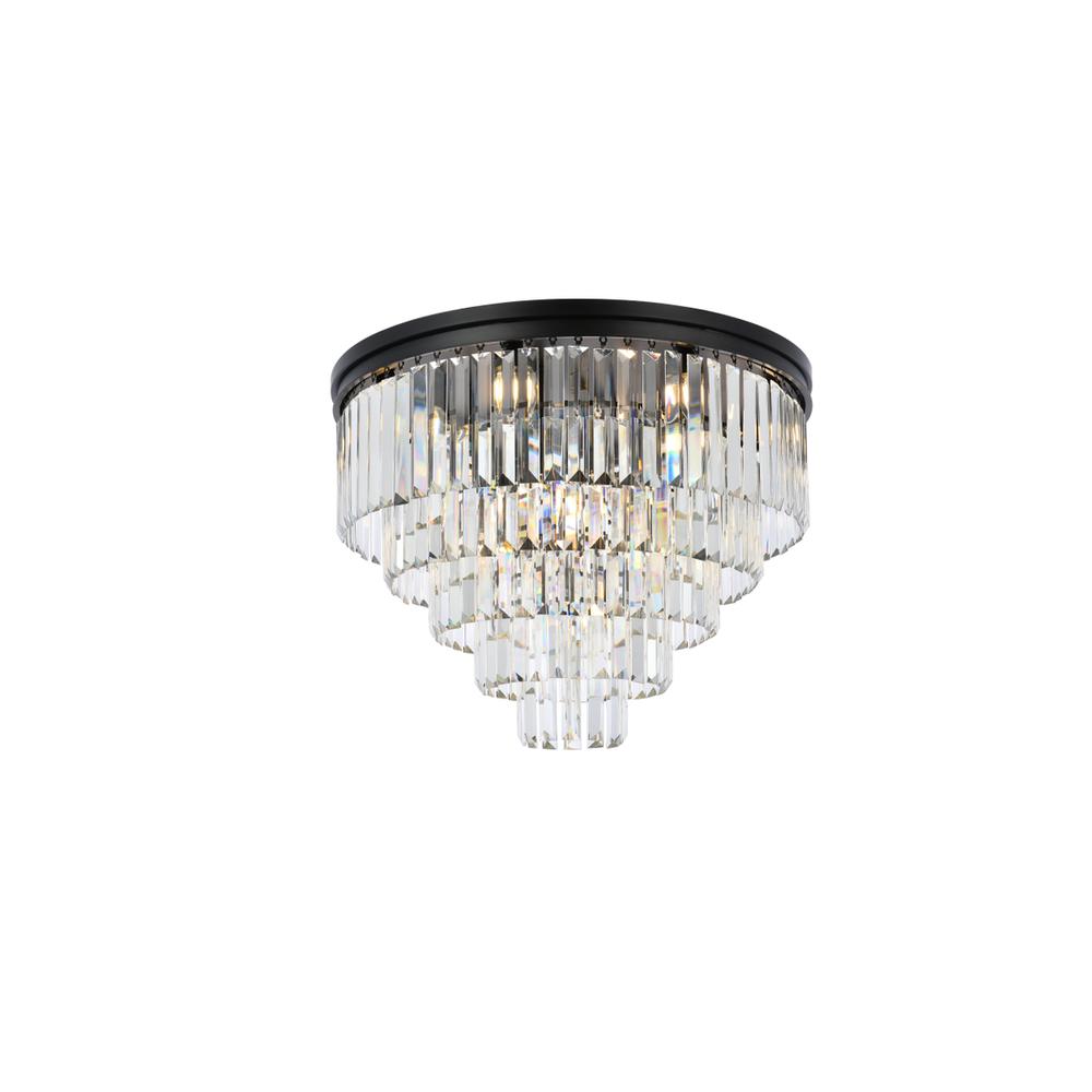 Sydney 17 light Matte Black Flush Mount Clear Royal Cut Crystal. Picture 2