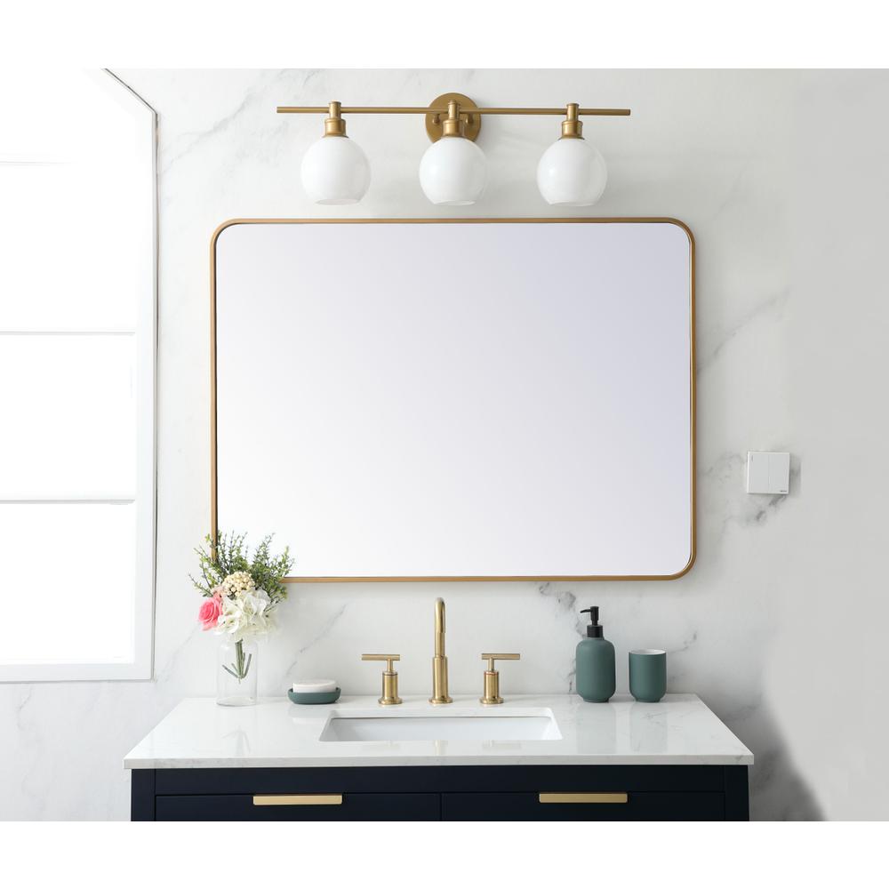 Soft corner metal rectangular mirror 30x40 inch in Brass. Picture 9
